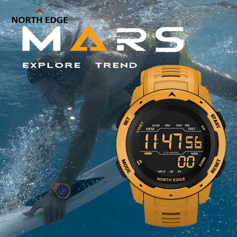 Gift Original NORTH EDGE Men Digital Watch Dual Time Pedometer Waterproof 50M Alarm Clock Stopwatch Countdown Men's Sports Watch - Image 2