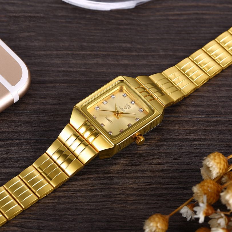 Golden Quartz Watch Men Women Luxury Watches relogio masculino Luxury Gold Bracelet Wrist Watches Steel Female Male Clock 8808 - Image 4