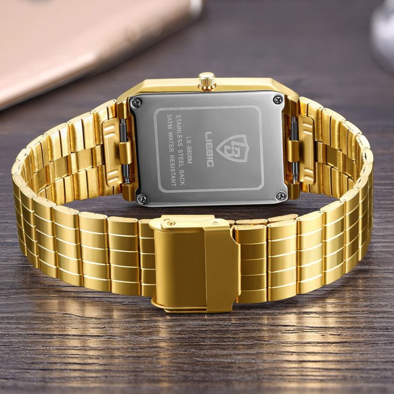 Golden Quartz Watch Men Women Luxury Watches relogio masculino Luxury Gold Bracelet Wrist Watches Steel Female Male Clock 8808 - Image 2