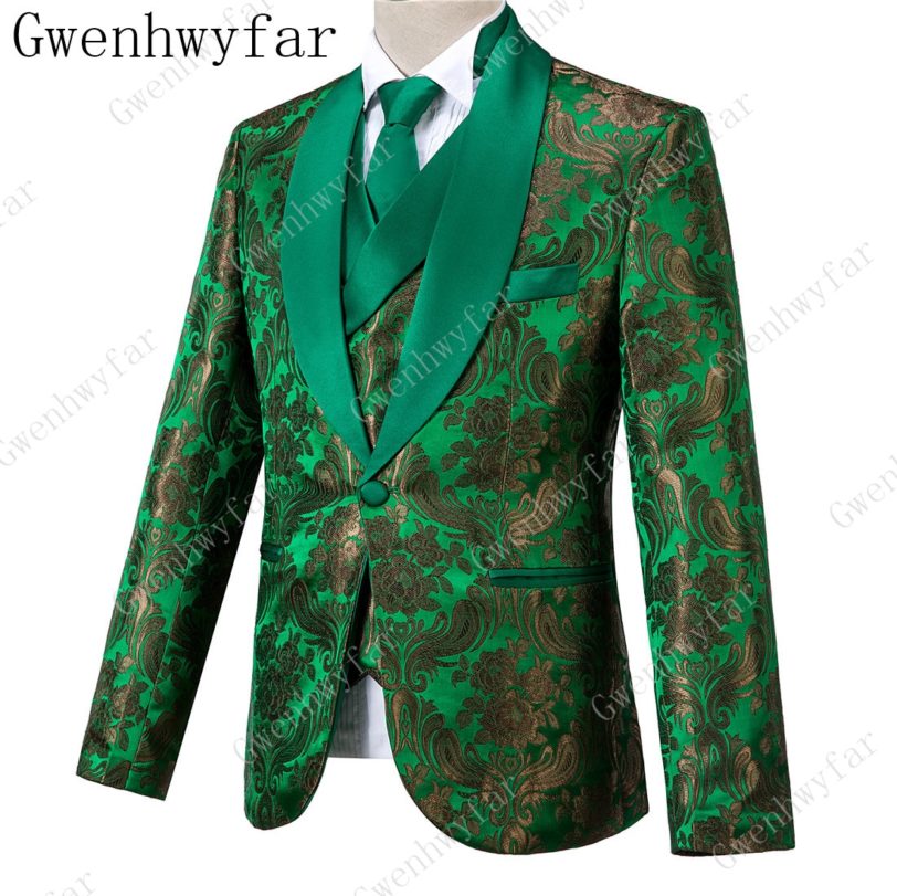 Gwenhwyfar 2019 New Arrival Mens Dinner Party Prom Suits Groom Tuxedos Groomsmen Wedding Blazer Suits (Jacket Pants Vest Tie) - Image 2