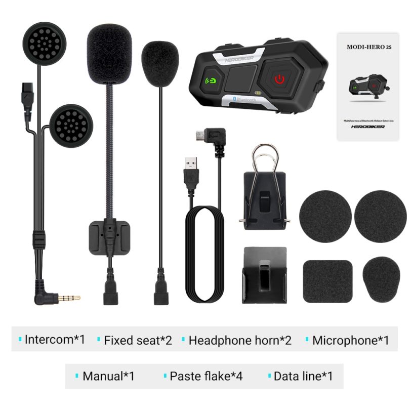 HEROBIKER Motorcycle Intercom Helmet Headset Helmet Waterproof Speaker Interphone Moto Headset Wireless Intercomunicador 1200M - Image 2