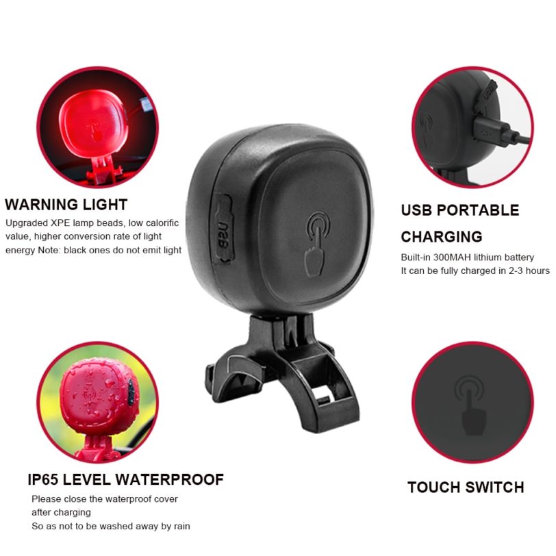 High Decibel Electric Bike Bell Touch Type USB Rechargeable Electronic Horn With Warning Light MTB Road 4