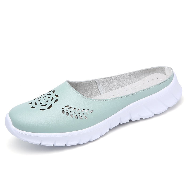Hot 2020 solid women sandals summer slippers flip flops Genuine Leather flat sandals ladies slip on 1