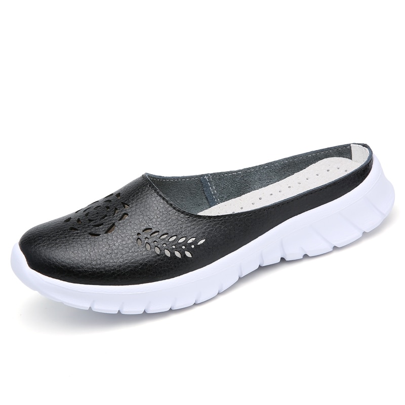 Hot 2020 solid women sandals summer slippers flip flops Genuine Leather flat sandals ladies slip on 2