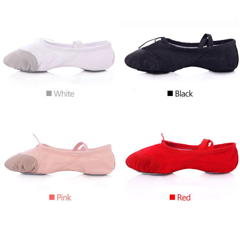 Hot Ballet Shoes For Girls Women Canvas Yoga Gym Slippers Salsa Dance Shoes Ballet Flats For Woman Red Black 24-45 Size - Image 2