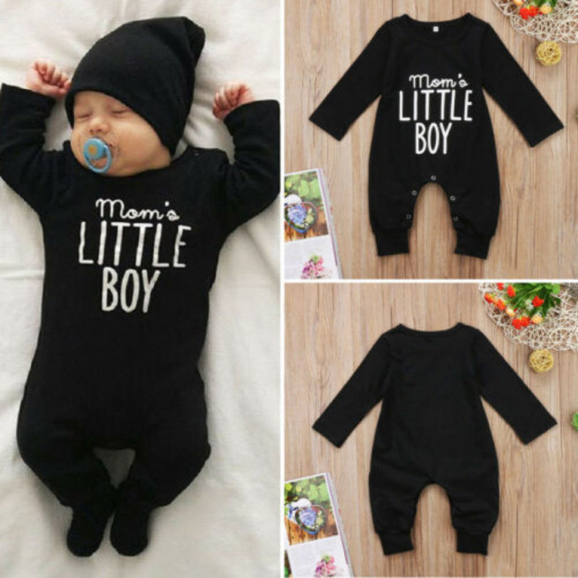 Infant Baby Boy Newborn Baby Clohting Set Momo's Little Boy Letter Romper Boys Girls Cotton Jumpsuit Outfit Clothes 0-24 Months - Image 2