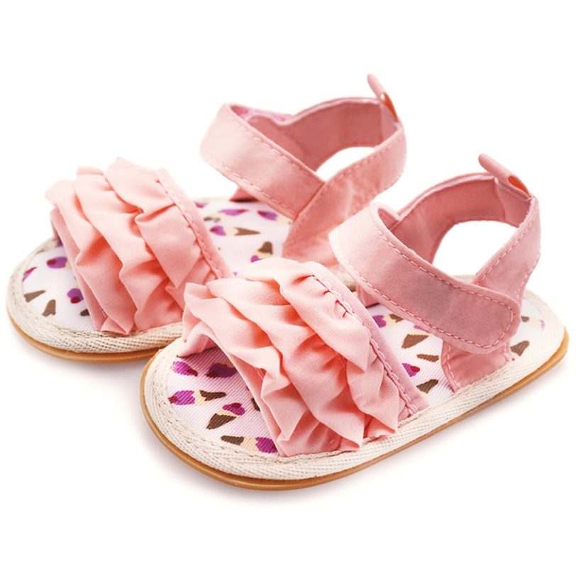 Infant Baby Girl Shoes Toddler Flats Sandals Premium Soft Rubber Sole Anti-Slip Summer Flower Lace Crib First Walker Shoes - Image 4