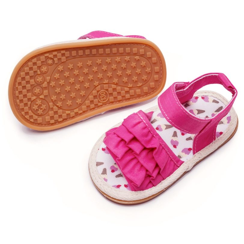 Infant Baby Girl Shoes Toddler Flats Sandals Premium Soft Rubber Sole Anti-Slip Summer Flower Lace Crib First Walker Shoes - Image 5