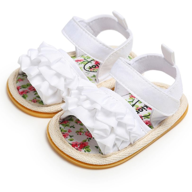 Infant Baby Girl Shoes Toddler Flats Sandals Premium Soft Rubber Sole Anti-Slip Summer Flower Lace Crib First Walker Shoes - Image 2