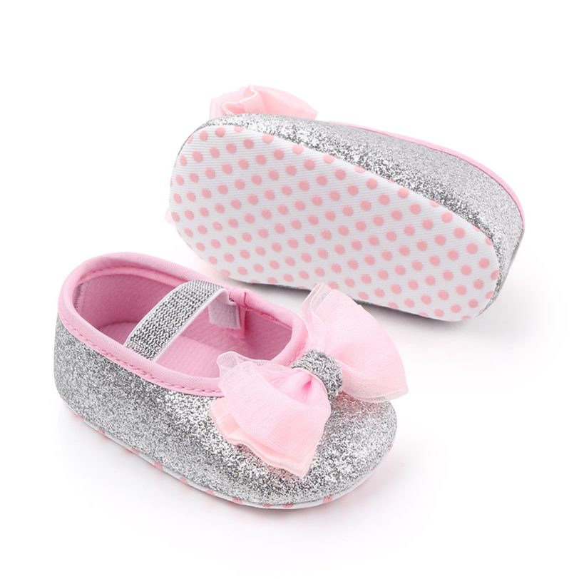 Infant Newborn Baby Girls Spring Summer Autumn Flats Glitter Bowknot Princess Dress Shoes No-Slip First Walkers - Image 3