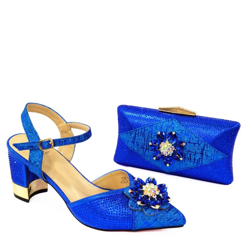 Italian Shoes and Bags to Match Shoes with Bag Set Decorated with Rhinestone Nigerian Women Wedding Shoes Set Wedding Party Bag - Image 2