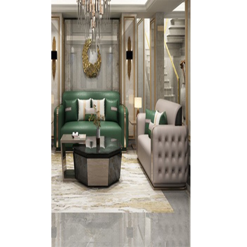 Italian minimalist light luxury leather sofa simple post modern large apartment special shaped pull buckle living