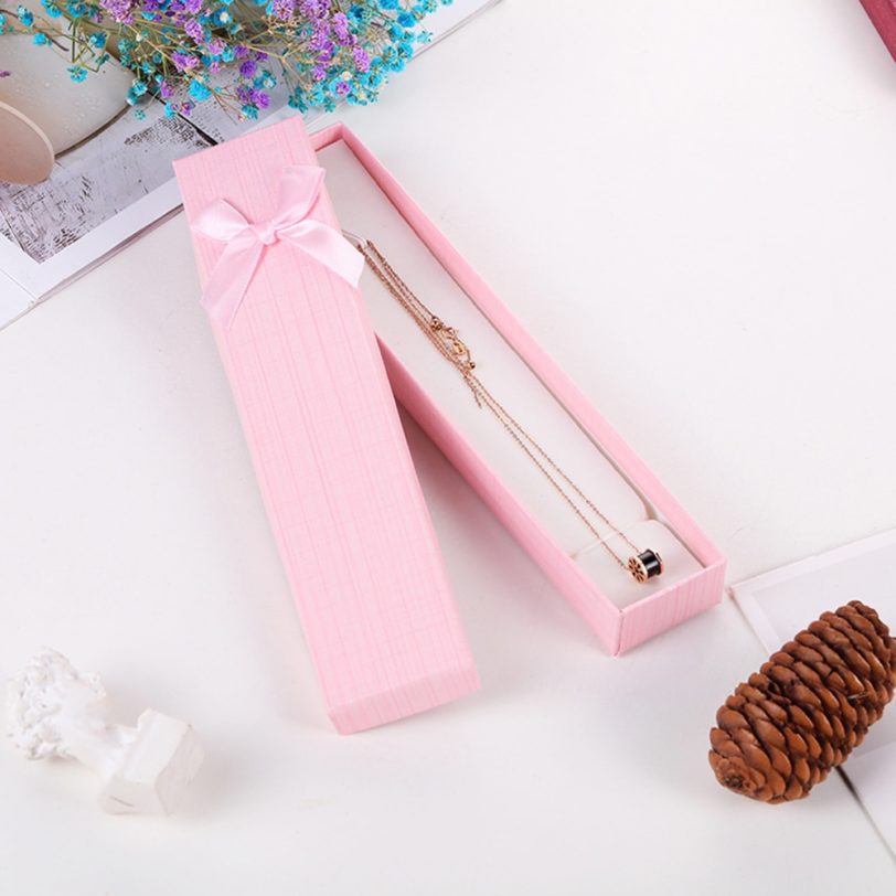 Jewelry Necklace Bracelet Box Storage Container Packaging Cardboard Bow Display Tool Accessories Gift Business Wholesale - Image 4