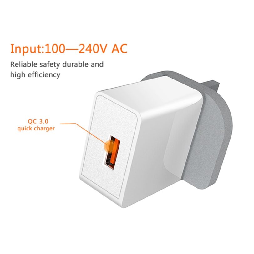 KISSCASE Universal Fast Quick Charger 3.0 1 USB Charger For Huawei Honor 20 Xiaomi Mi9 Mobile Phone Wall Charger UK Plug Adapter - Image 4