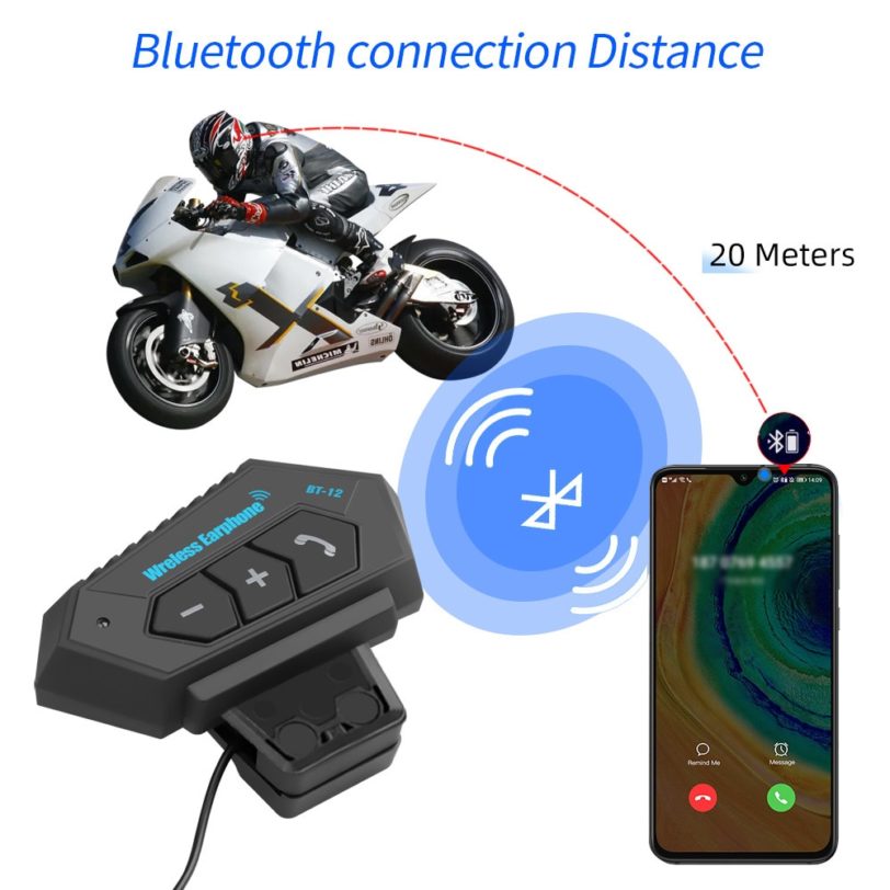 Kebidu Bt12 Motorcycle Headset Stereo Bluetooth Helmet Earphone Wireless Handsfree Headphones Music Player for Motorbike Rider - Image 4