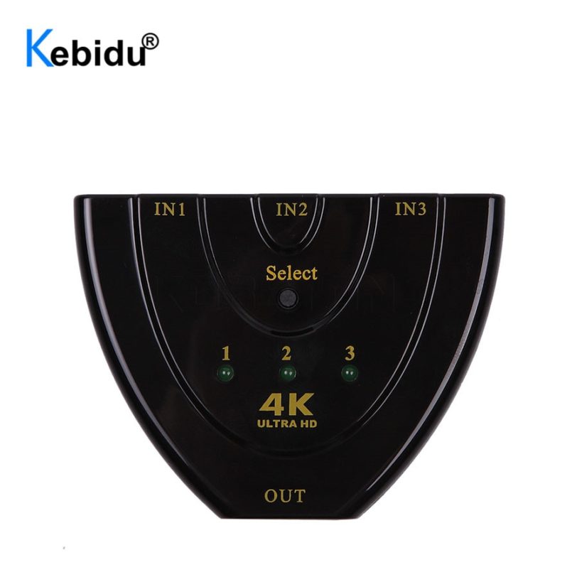 Kebidu Mini 3 Port Switch Box HDMI compatible 1080P 4K 2K 3D 4K Switcher Splitter 3