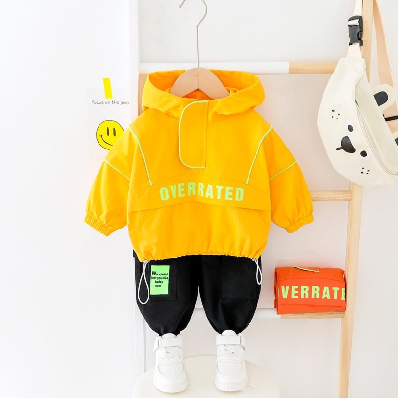 Kids Boy Clothes For Toddler Girl 2021 Fashion Casual Hooded Infant Baby Set Spring Letter Clothing Tracksuit 1 2 3 4 5 6 Years - Image 2