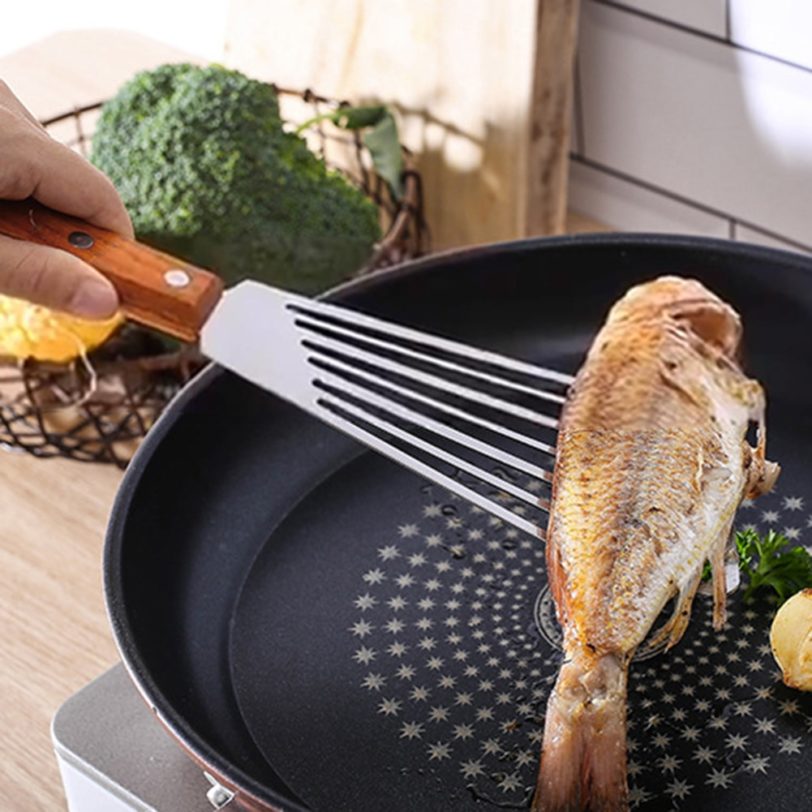 Kitchen Non slip Stainless Steel Frying Spatula Leaky Shovel Fish Slice Cookware Utensils