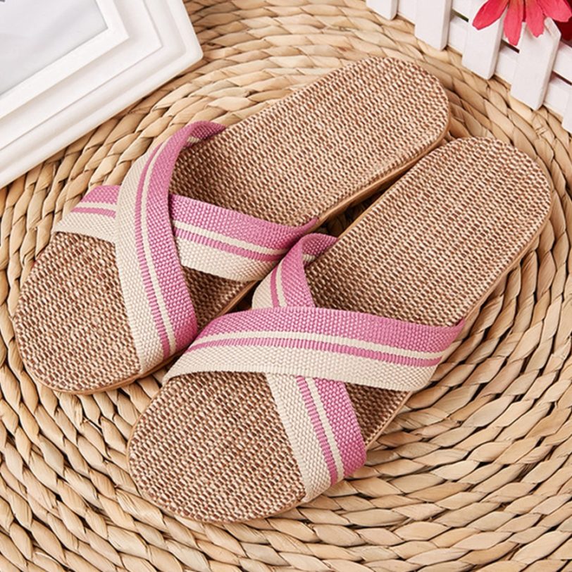 LCIZRONG New Linen Beach Slippers Men 35-45 Large Size Home Shoes Flip Flops Man Indoor Bathroom Slides Unisex Family Slippers - Image 6