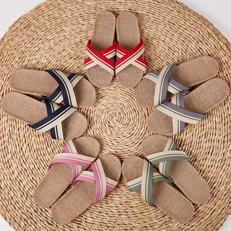 LCIZRONG New Linen Beach Slippers Men 35-45 Large Size Home Shoes Flip Flops Man Indoor Bathroom Slides Unisex Family Slippers - Image 2