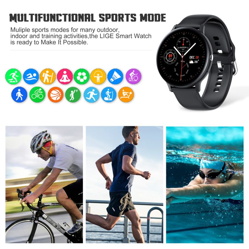 LIGE 2021 New Smart Bluetooth Call Watch Men Women Heart Rate Sports fitness tracker Watch Man for Android IOS Xiaomi Huawei Box - Image 3