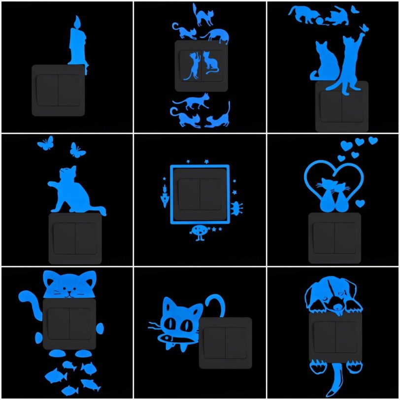 Light Switch Sticker Luminous Wall Stickers Cartoon Glow in the Dark Sticker Decal for Kids Room Decoration Home Decor Cat Fairy - Image 3