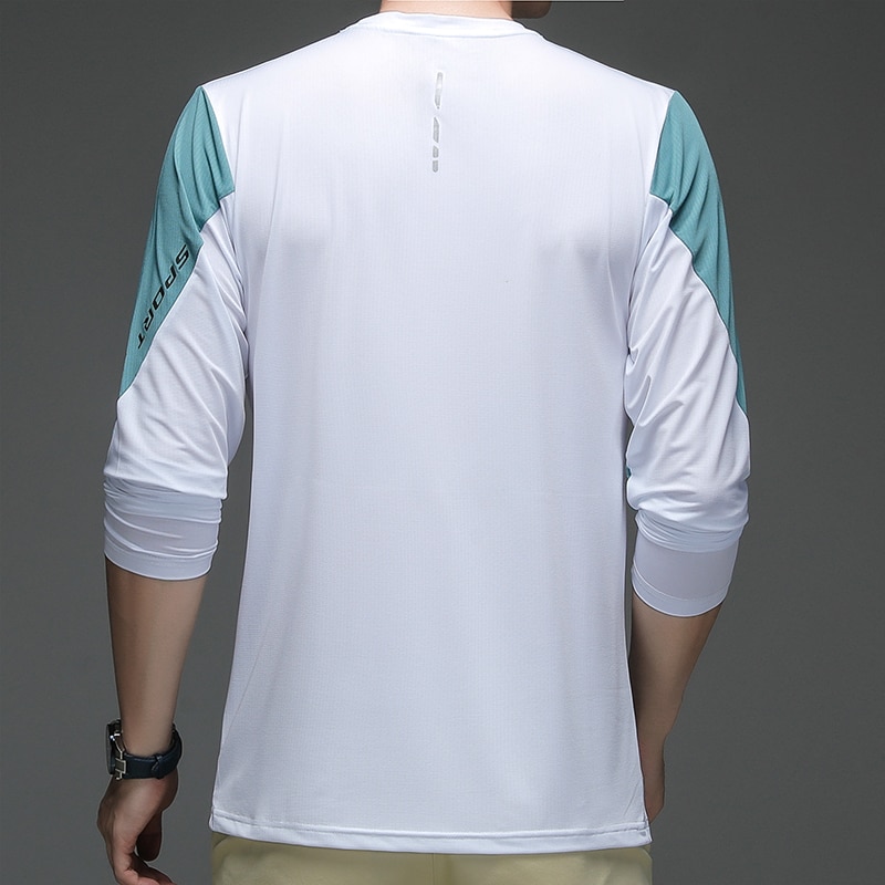 Long Sleeve Patchwork T Shirts Men 2021 New Spring Short Tees Solid Basic Soft Male Female