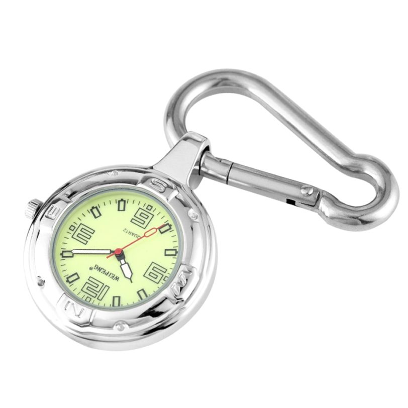 Luminous Watch Senior Professional Medical Dial Clip Carabiner Hook Quartz Pocket Watches for Men Women Noctilucent Fluorescent - Image 5