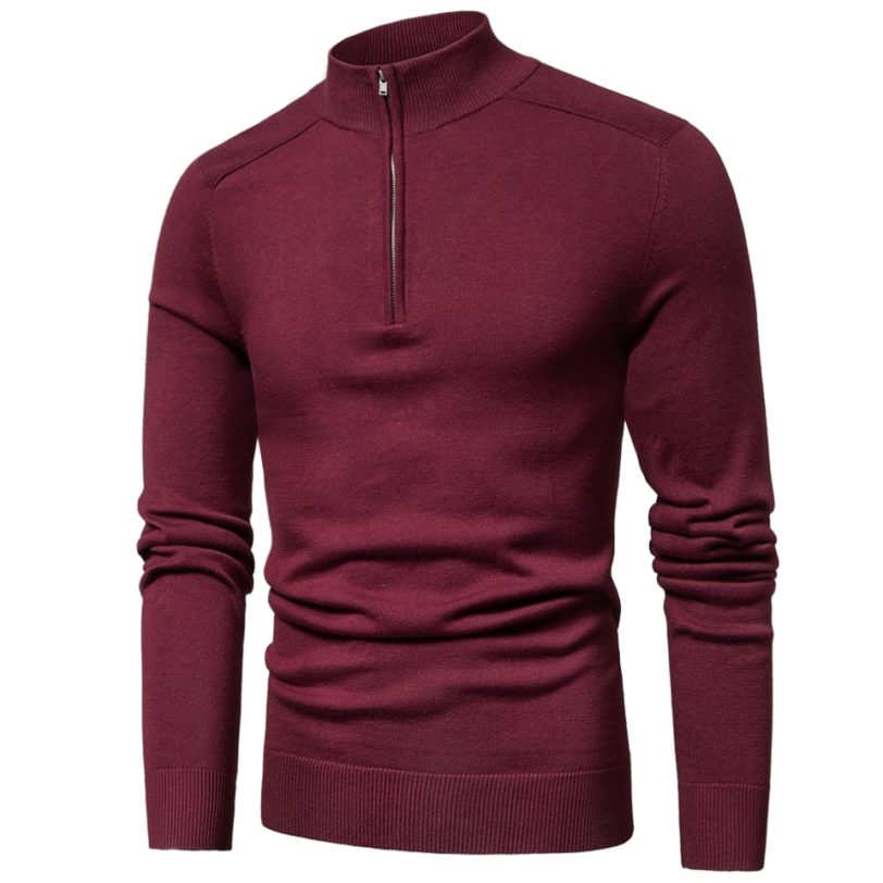 Luulla Men Spring New Casual Cotton Turtleneck Sweaters Pullover Men Autumn Fashion Knitted Zip Sweater Jacket Men Collection - Image 3