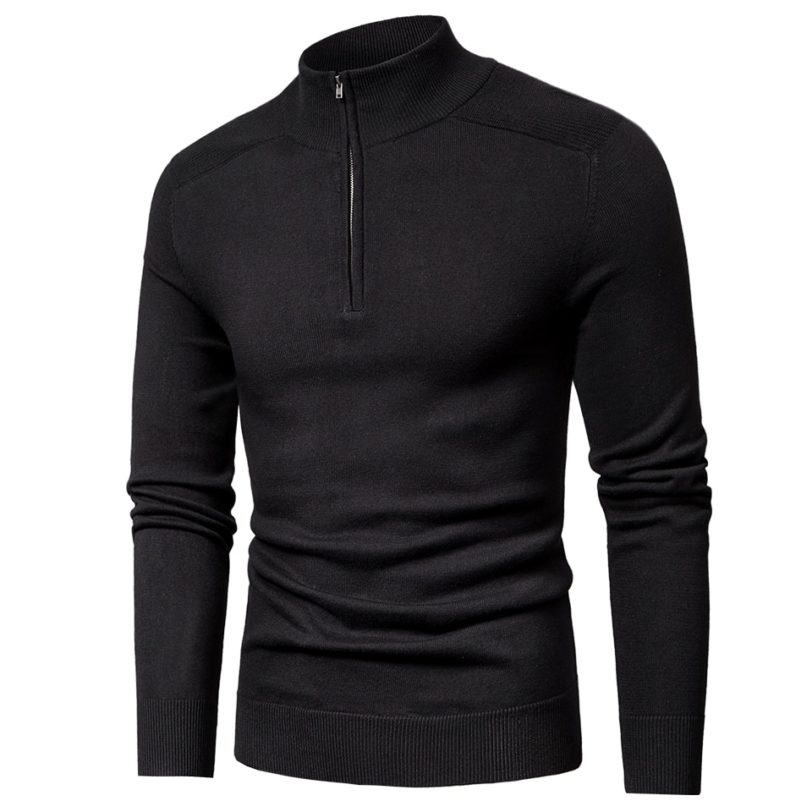 Luulla Men Spring New Casual Cotton Turtleneck Sweaters Pullover Men Autumn Fashion Knitted Zip Sweater Jacket Men Collection - Image 2