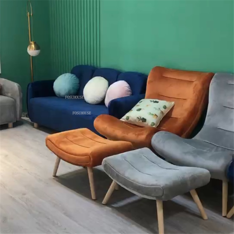 Luxury Double Seat Living Room Sofas Nordic Household Furniture Lazy Flannel Sofa Modern Balcony Leisure Single 2