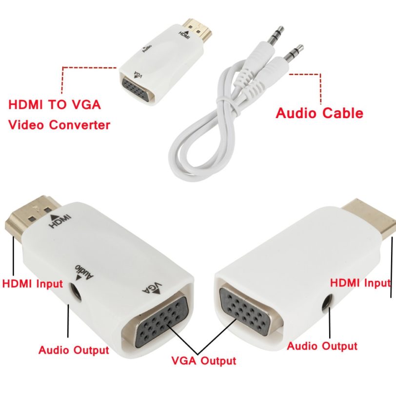 Male to Female HDMI-compatible to VGA Adapter HD 1080P Audio Cable Converter For PC Laptop TV Box Computer Display Projector - Image 4