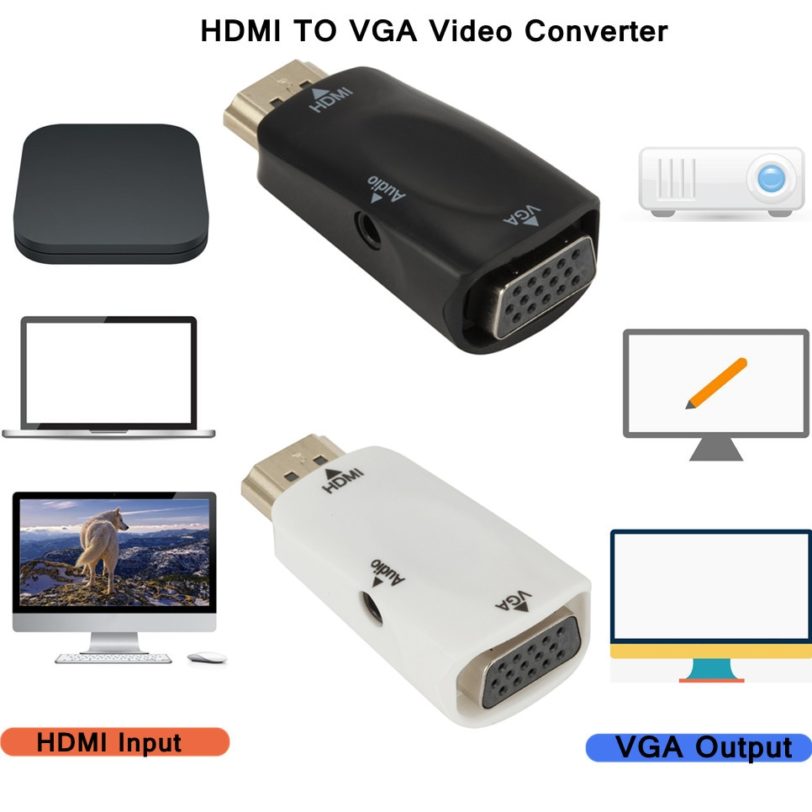 Male to Female HDMI-compatible to VGA Adapter HD 1080P Audio Cable Converter For PC Laptop TV Box Computer Display Projector - Image 2