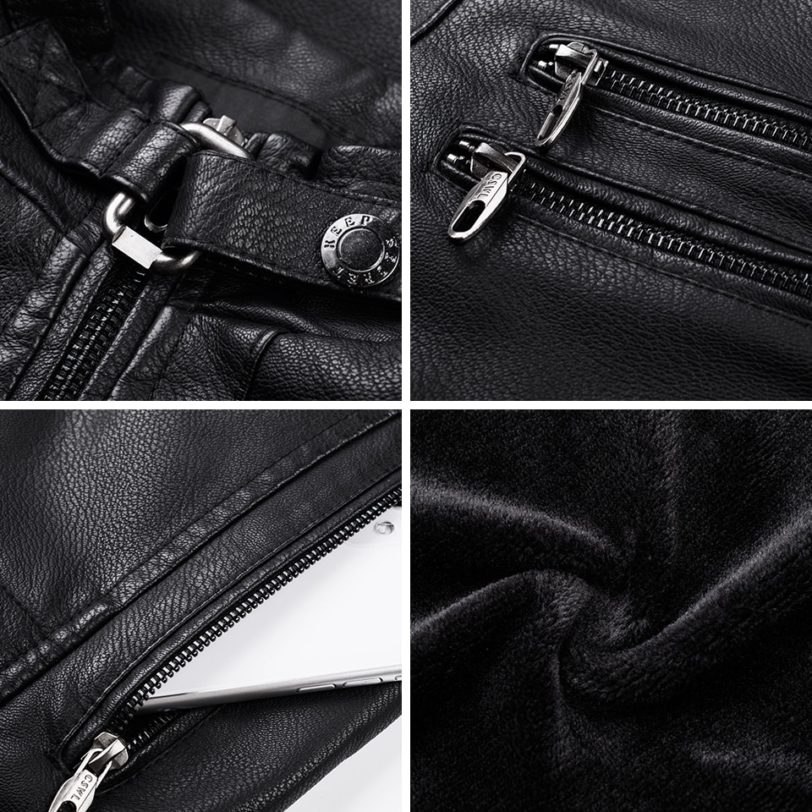 Men 2020 Spring New Casual Vintage Zipper Style Fleece Leather Jackets Coat Men Outwear Fashion Motor & Biker Leather Jacket Men - Image 6