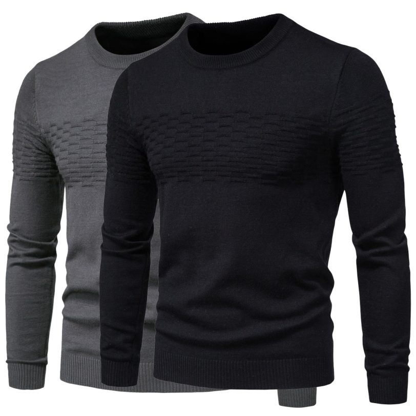 Men 2020 Winer New Casual Solid Thick wool Cotton Sweater Pullovers Men High Elasticity Fashion Slim Fit O-Neck Sweater Men - Image 5