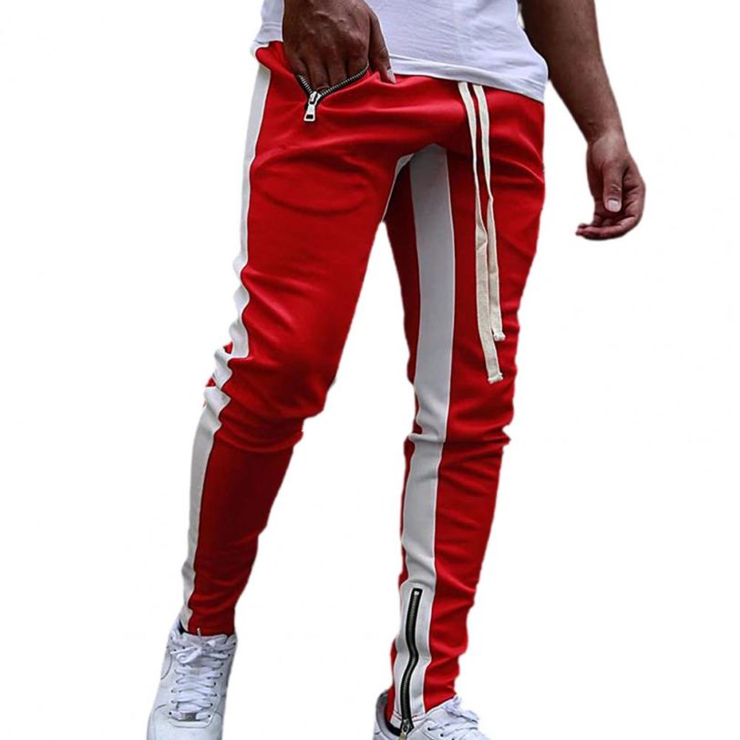 Men Autumn Side Striped Casual Joggers Pants Zipper Tight Fashion Outside Trousers Sportswear Pants Tracksuit Bottoms Skinny Swe - Image 2