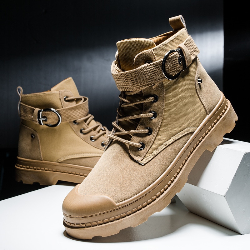 Men High Quality Leather Boots 2021 Spring New Multifunctional High top Tooling Boot Fashion Casual Outdoor