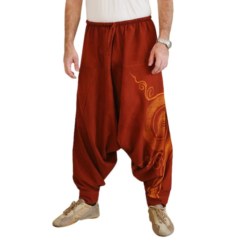 Men Stylish Drawstring Drop Crotch Ankle Tied Baggy Trousers Long Harem Pants Trousers Long Harem Pants Trousers Long Harem Pant - Image 3