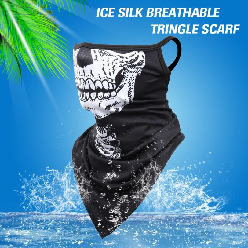 Men Summer Skull Bandana Hanging Ear Triangle Face Mask Cycling Hunting Hike Fishing Ski Sports Outdoor Neck Warmer Scarf Women - Image 4