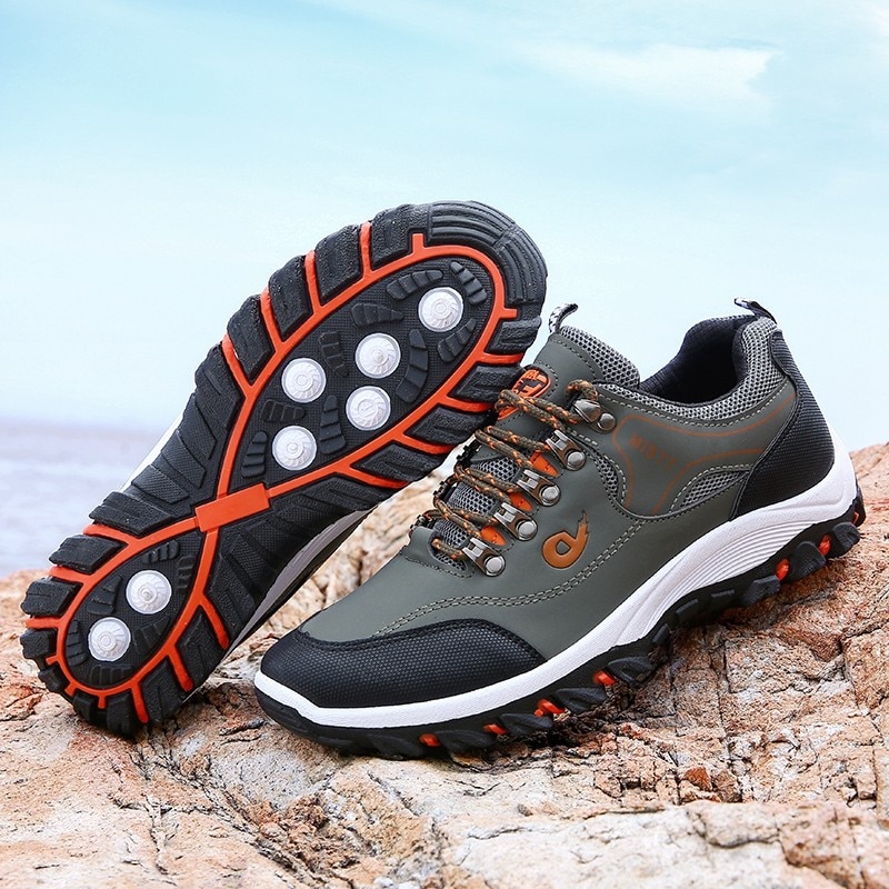 Men s Hiking Shoes Leather Men s Casual Shoes Outdoor Mens Sport Trekking Shoes Waterproof Mens