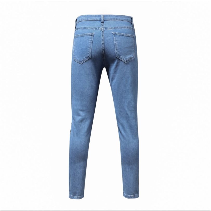 Mens skinny ripped jeans slim Patchwork blue Denim pants pencil pants street hip hop denim trousers 1