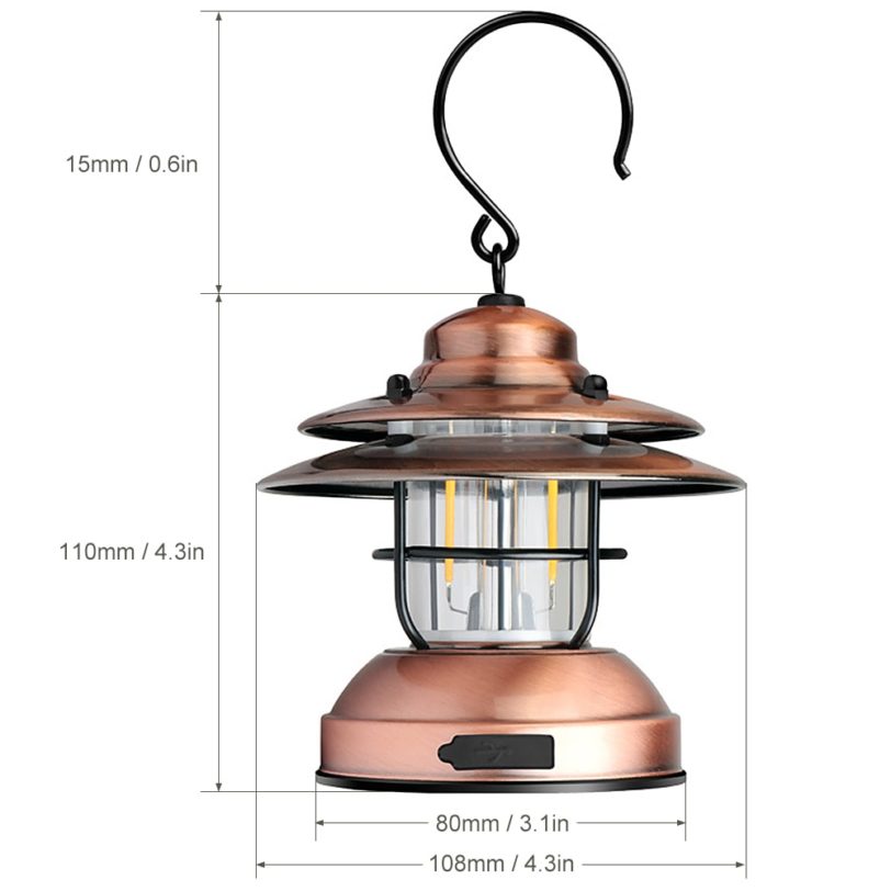 Mini Hanging Camping Lantern USB Outdoor Light Water Resistant Garden Lamp with 2 Lighting Modes for Garden Yard Camping Lantern - Image 2