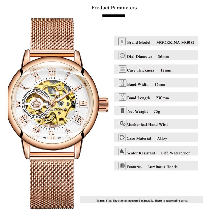 Montre Femme 2020 Top Brand ORKINA Luxury Fashion Mechanical Watches Rose Gold Ladies Skeleton Automatic Wrist Watches for Women - Image 2