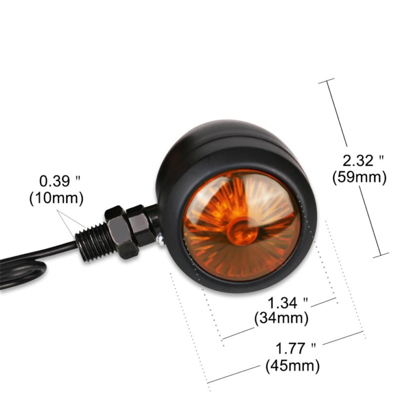 Motorcycle Turn Signals Indicator for Harley Universal 12V Retro Motorbike Signal Lights Metal Blinkers 2 pc Black Chrome - Image 2