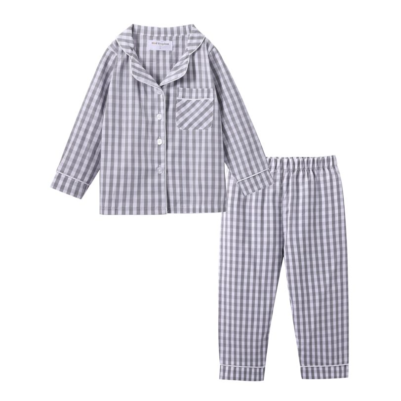 Mudkingdom Boys Girls Long Sleeve Pajamas Set Collared Plaid Autumn Cute Toddler Pajama Kids Sleepwear Children Clothes Pjs - Image 5