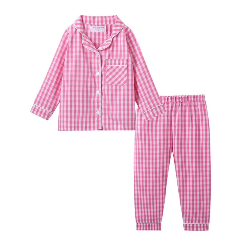 Mudkingdom Boys Girls Long Sleeve Pajamas Set Collared Plaid Autumn Cute Toddler Pajama Kids Sleepwear Children Clothes Pjs - Image 2