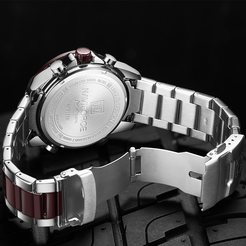 NAVIFORCE Luxury Brand Men s Wrist Watch Military Digital Sport Watches For Man Steel Strap Quartz 2