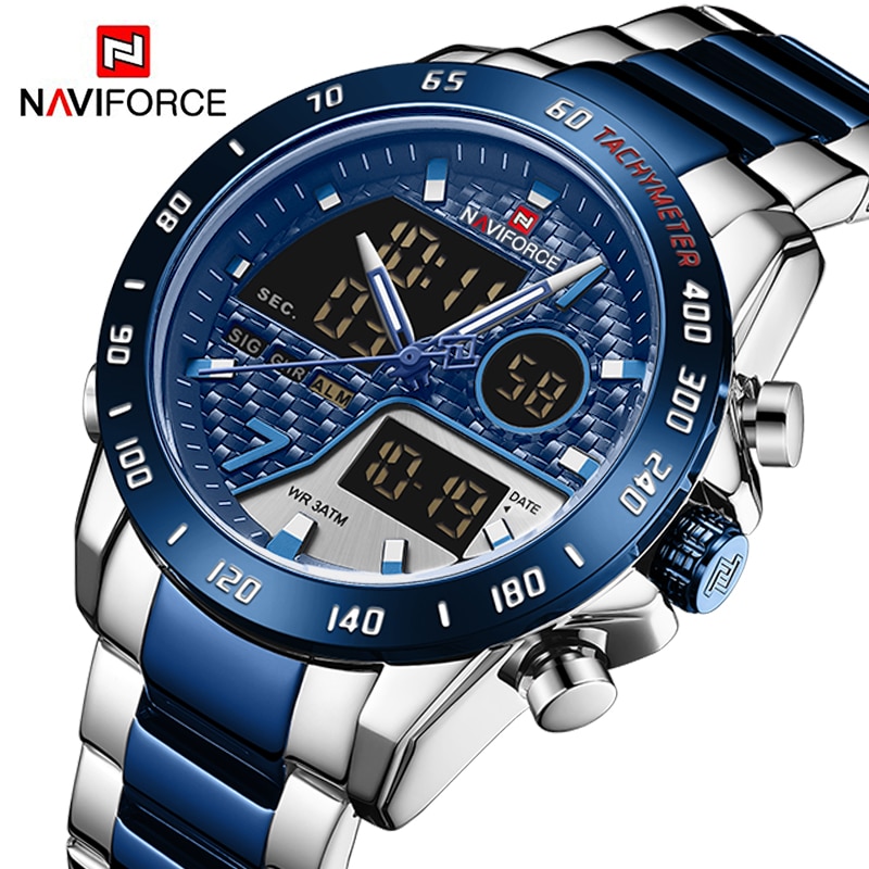 NAVIFORCE Luxury Brand Men s Wrist Watch Military Digital Sport Watches For Man Steel Strap Quartz