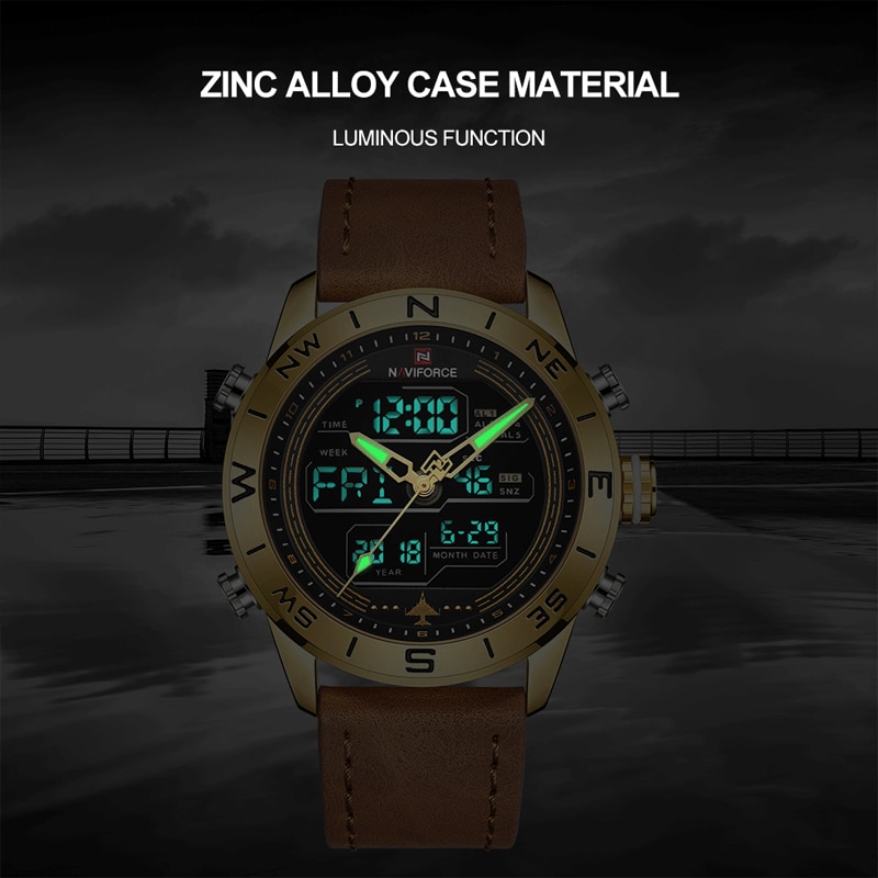 NAVIFORCE Sport Watches for Men Top Brand Luxury Military Leather Men s Wrist Watch Digital Quartz 2