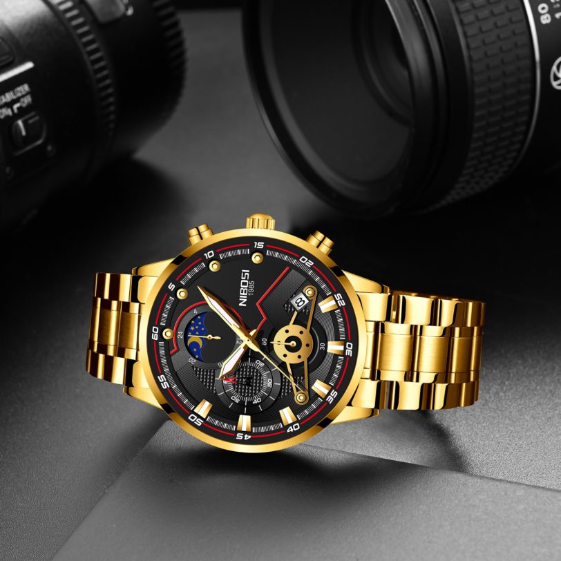 NIBOSI Sport Gold Quartz Men Watches 2021 New Luxury Casual Watch for Men Chronograph Waterproof Wristwatch Relogio Masculino - Image 2